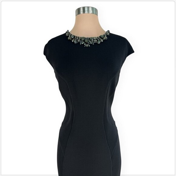 Ted Baker London Dardee Black Embellished Jewel Neck Bodycon Midi Dress 3 / M - Picture 3 of 7
